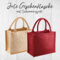 Preview: Jute Geschenktasche mit Goldschimmer